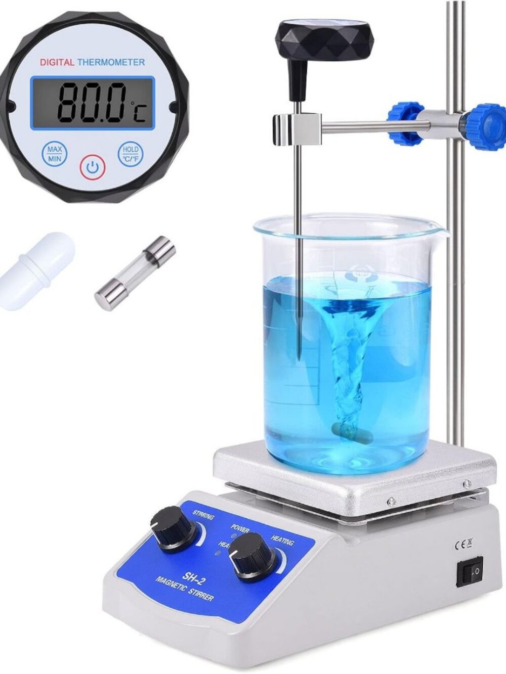 Magnetic Stirrer Hot Plate Mixer 520℉ Lab Stir Plate 2000 RPM with Thermometer